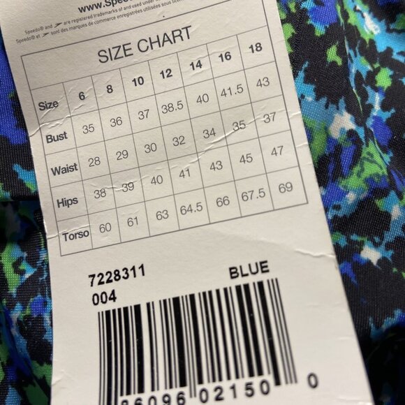 Speedo One-Piece Swimsuit 8 blue green abstract medium coverage - Picture 7 of 7